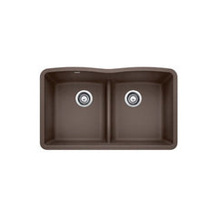 BLANCO BLANCO 442078 Diamond 32 x 19-1/4 in No Hole Composite Double Bowl Undermount Kitchen Sink in Cafe Brown