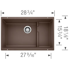 BLANCO BLANCO 519457 Precis 28-3/4 x 18-1/8 in. No Hole Composite Double Bowl Undermount Kitchen Sink in Cafe Brown