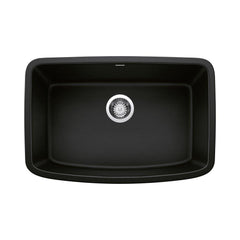 BLANCO BLANCO 442941 Valea 27 x 18 in. No Hole Granite Composite Single Bowl Undermount Kitchen Sink Coal Black