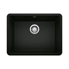 BLANCO BLANCO 442928 Precis 23-7/16 x 17-3/4 in No Hole Granite Composite Single Bowl Undermount Kitchen Sink in Coal Black