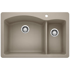 BLANCO BLANCO 441282 Diamond 1-1/2 Double Bowl Dual Mount Kitchen Sink - Truffle