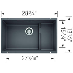BLANCO Blanco 519451 Precis 28-3/4 x 18-1/8 in. No Hole Composite Double Bowl Undermount Kitchen Sink in Cinder
