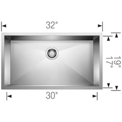 BLANCO BLANCO 512747 Precision 32 x 19 in No Hole Stainless Steel Single Bowl Undermount Kitchen Sink