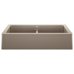BLANCO BLANCO 526553 Vintera 32-13/16 x 19 in. No Hole Granite Composite Double Bowl Farmhouse Kitchen Sink in Truffle