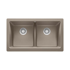 BLANCO BLANCO 526553 Vintera 32-13/16 x 19 in. No Hole Granite Composite Double Bowl Farmhouse Kitchen Sink in Truffle