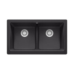 BLANCO BLANCO 526547 Vintera 32-13/16 x 19 in. No Hole Granite Composite Double Bowl Farmhouse Kitchen Sink in Anthracite