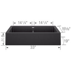 BLANCO BLANCO 526547 Vintera 32-13/16 x 19 in. No Hole Granite Composite Double Bowl Farmhouse Kitchen Sink in Anthracite