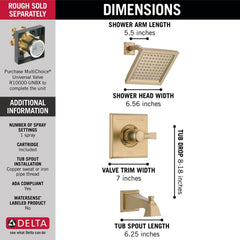 DELTA FAUCET Delta Faucet T14451-CZ Dryden One Handle Single Function Bathtub & Shower Faucet in Champagne Bronze Trim Only