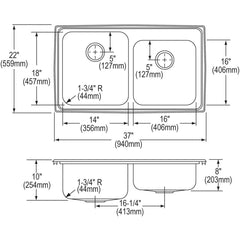ELKAY Elkay ELUH129 Lustertone Classic Stainless Steel 14-1/2 x 11-3/4 x 7 Single Bowl Undermount Bar Sink