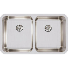 ELKAY Elkay ELUH3118PD Lustertone 30-3/4 x 18-1/2 No Hole Stainless Steel Double Bowl Undermount Sink