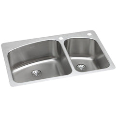 ELKAY Elkay LKHSR2509RPD2R Lustertone 33 x 22 in. 2 Hole Stainless Steel Double Bowl Dual Mount Kitchen Sink