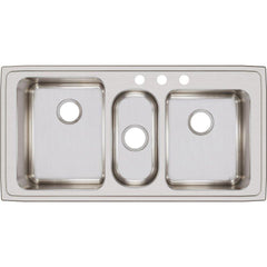 ELKAY Elkay LGR43223 Lustertone 43 x 22 in. Stainless Steel Triple Bowl Drop-in Kitchen Sink