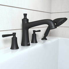 HANSGROHE Hansgrohe 04777670 Joleena 4-Hole Roman Tub Set Trim with 1.75 GPM Handshower in Matte Black
