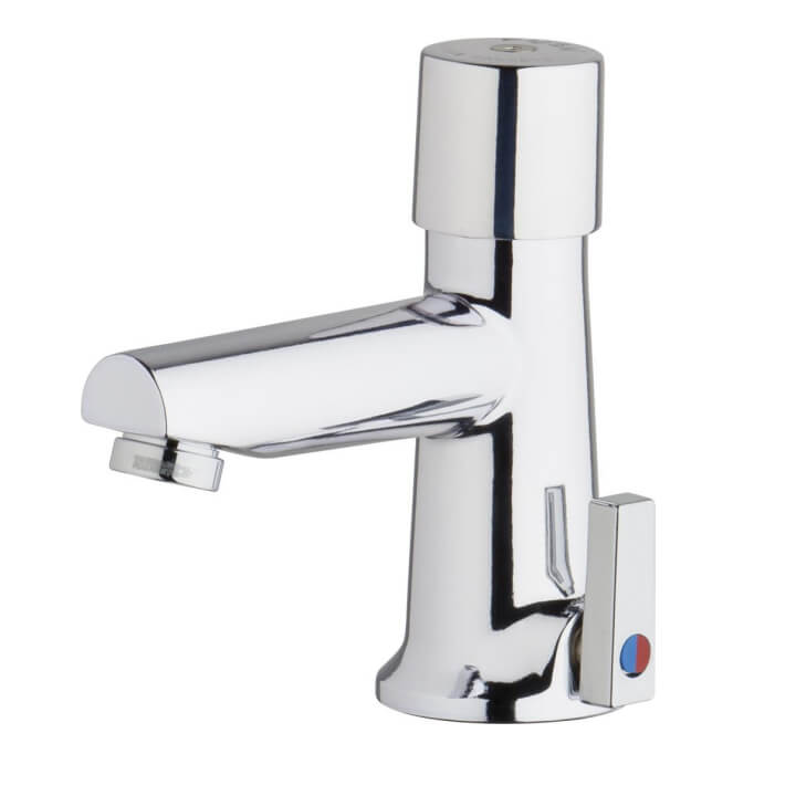 CHICAGO FAUCETS Chicago Faucets 3502-E2805ABCP Single Handle Metering Monoblock Bathroom Sink Faucet in Polished Chrome