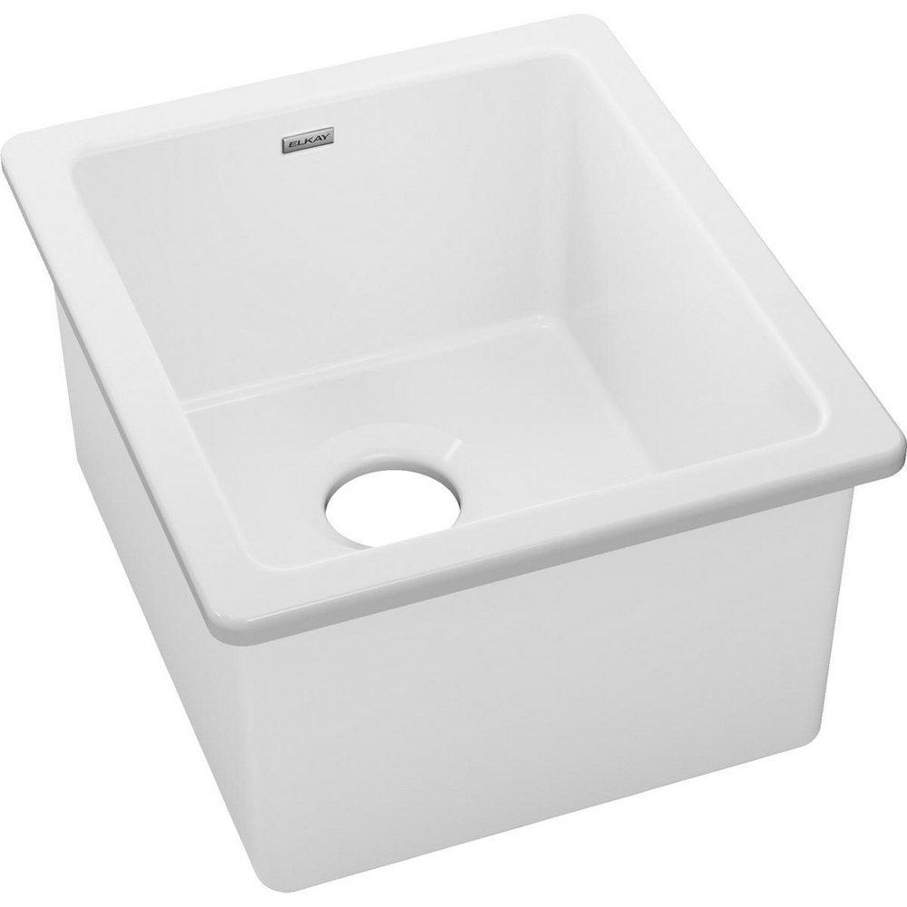 ELKAY Elkay SWU1517WH Fireclay 16-3/8 x 18-7/8 in. Undermount Fireclay Bar Sink in White