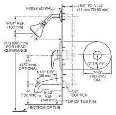 American Standard T385501.002 Reliant3 B/S Shower Only Trim Kit Polished Chrome