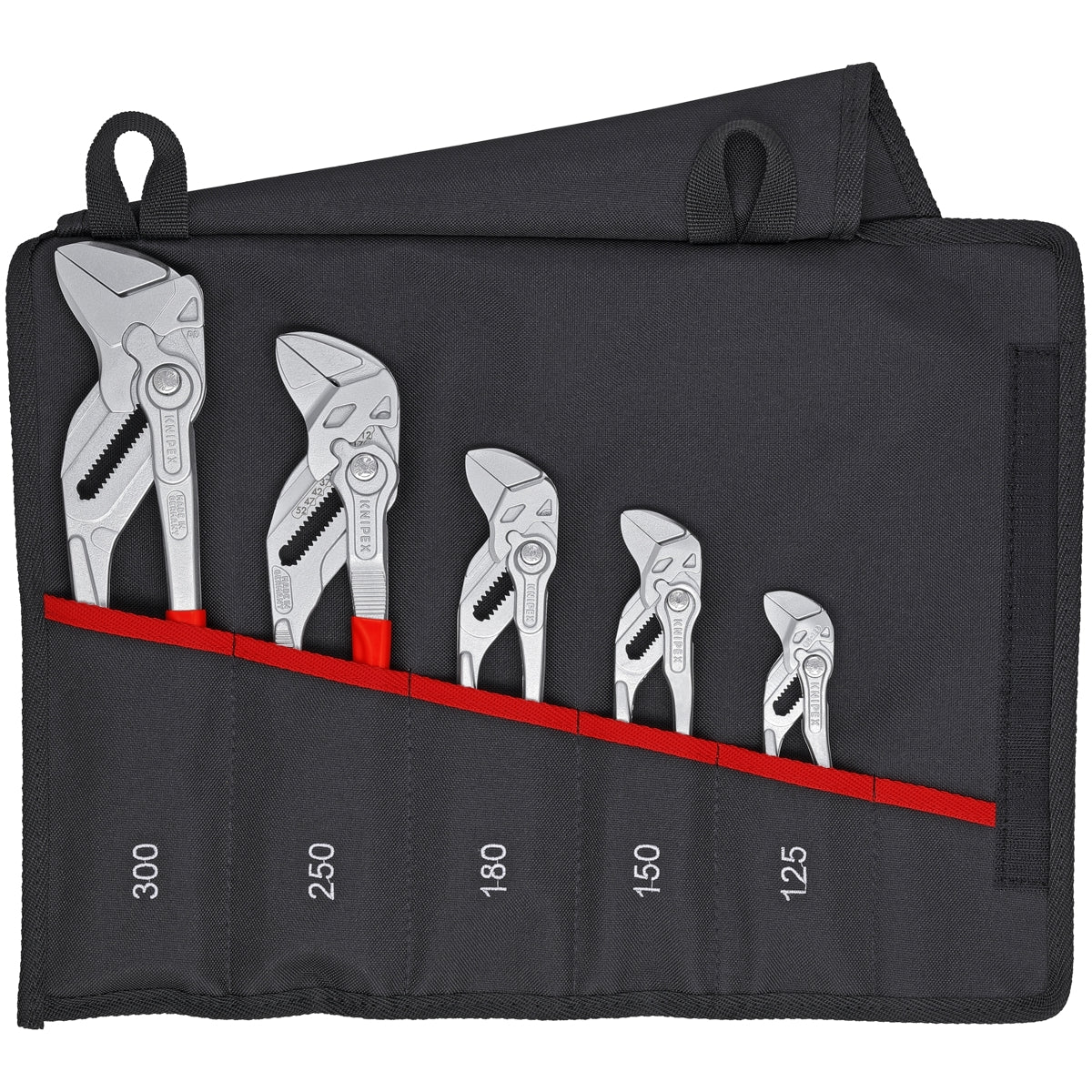 KNIPEX KNIPEX 001955S4 5 Pc Pliers Wrench Set in Tool Roll Plastic Coating