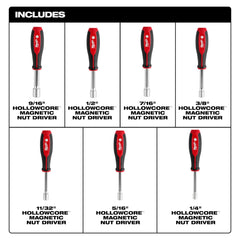 MILWAUKEE Milwaukee 48-22-2547 SAE HollowCore Magnetic Nut Driver Set - 7 PC