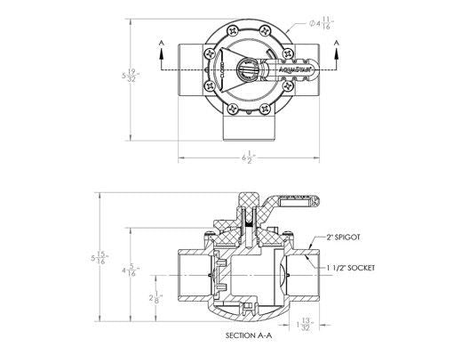 AQUASTAR POOL PRODUCTS AquaStar AV3W15C FlowStar 3-Way Valve with Rubber Handle | 1.5 x 2