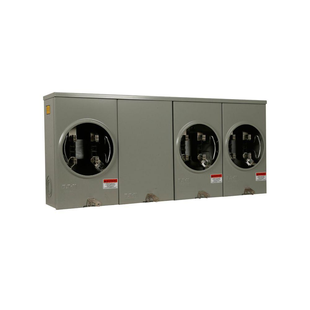 EATON EATON UHT3R2332TCH 3-Position Horizontal Ganged Horn Bypass Triplex Ground Meter Socket 600 VAC 200 A