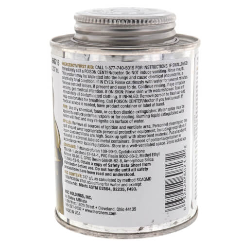 HERCULES Hercules 60713 Cement PVC/CPVC 8Oz Milky Clear PVC 2Hr