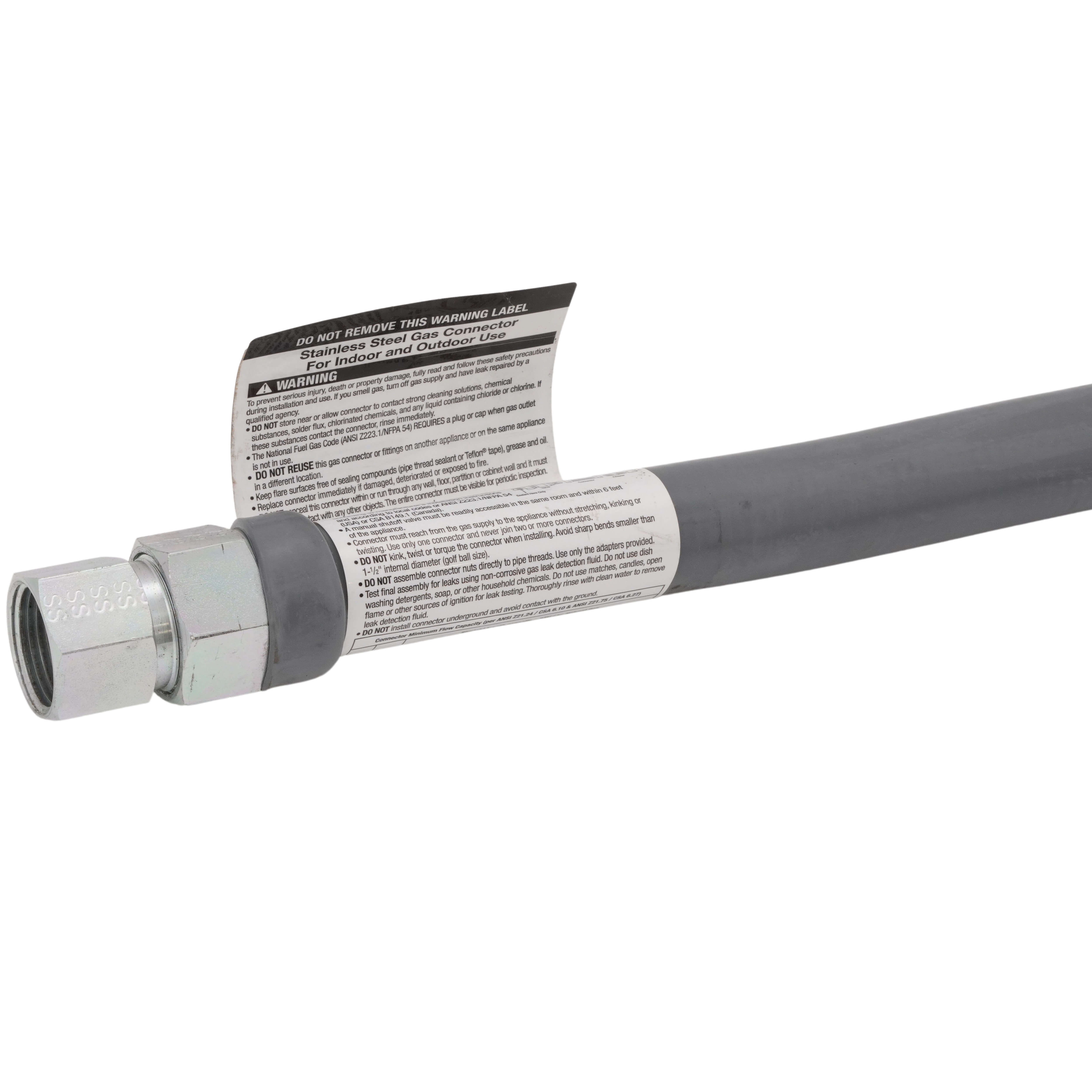 DORMONT Dormont 0240976 Model 41-4142-48 1 OD 3/4 ID PVC Coated High BTU SS Gas Connector 3/4 MIP x FIP 48 Length