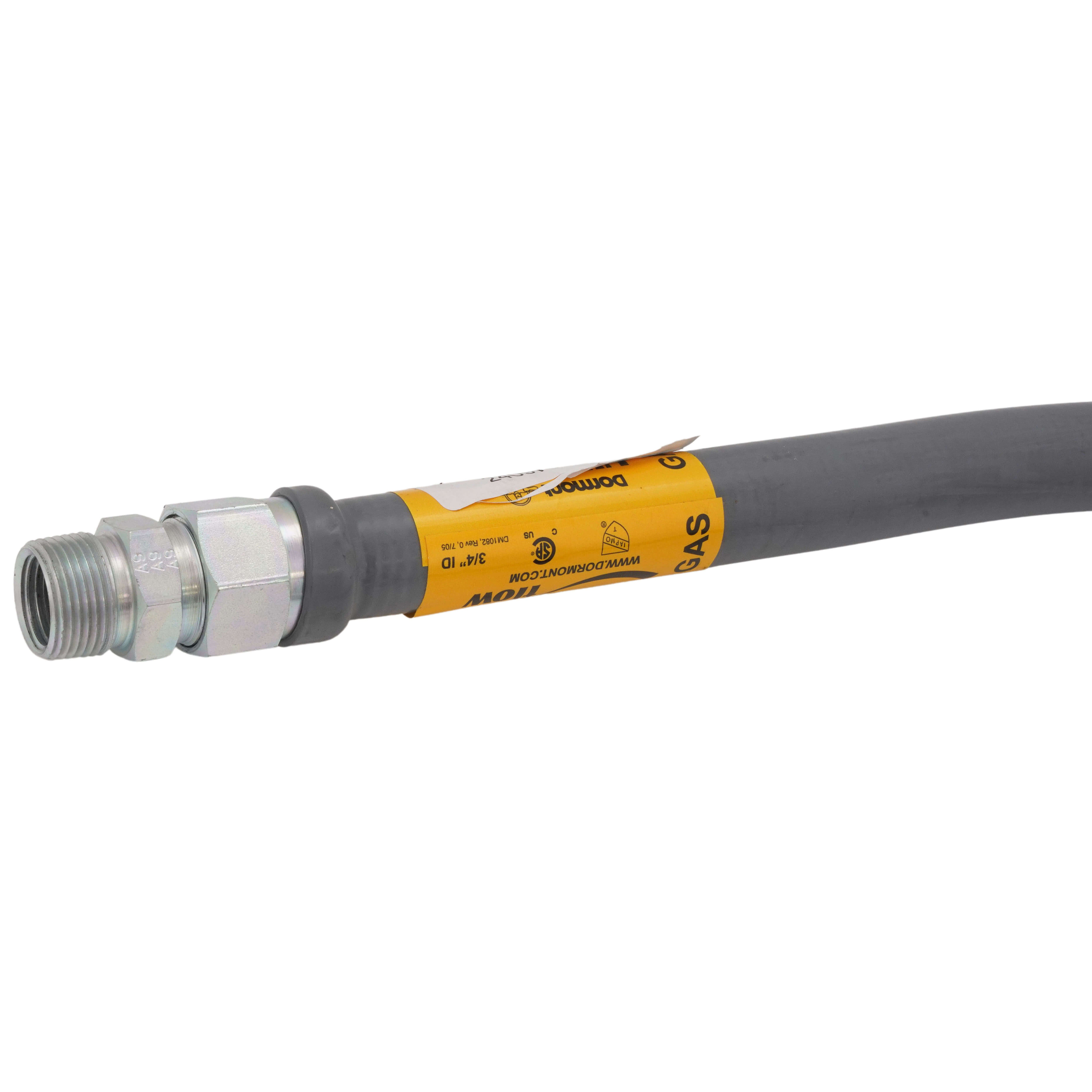 DORMONT Dormont 0240976 Model 41-4142-48 1 OD 3/4 ID PVC Coated High BTU SS Gas Connector 3/4 MIP x FIP 48 Length