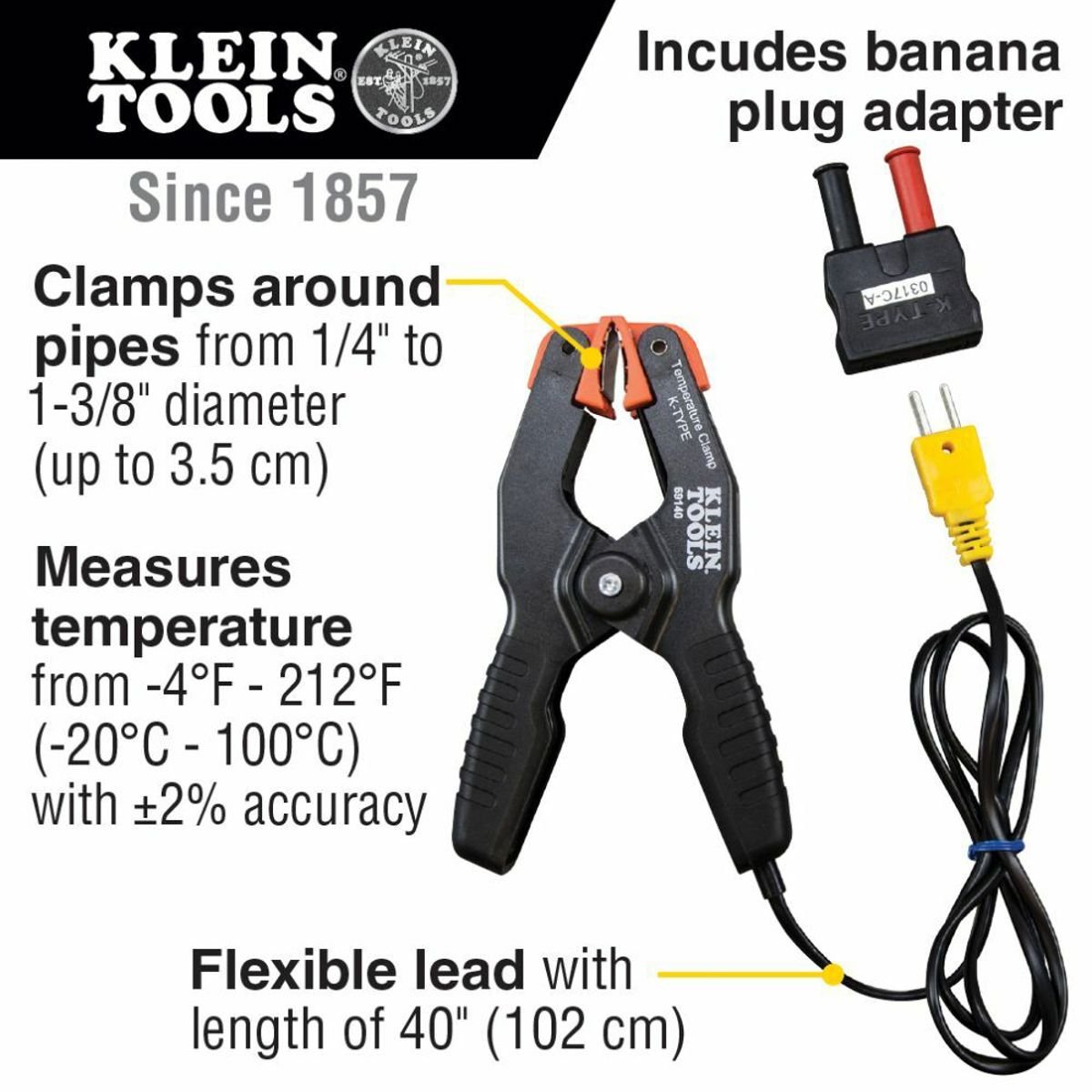 KLEIN TOOLS Klein Tools 69140 K-Type Temperature Pipe Clamp