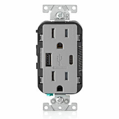 LEVITON Leviton T5633-GY 15A TR RECPT USBCHRG