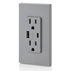 LEVITON Leviton T5633-GY 15A TR RECPT USBCHRG