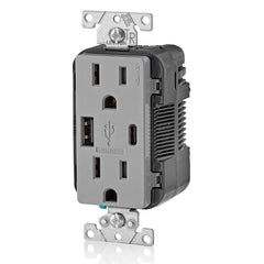 LEVITON Leviton T5633-GY 15A TR RECPT USBCHRG