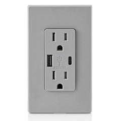LEVITON Leviton T5633-GY 15A TR RECPT USBCHRG
