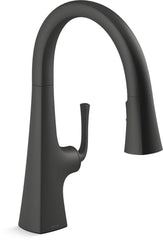KOHLER KOHLER 22063-BL Graze Single Handle Pull Down Kitchen Faucet in Black Black