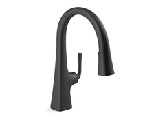 KOHLER KOHLER 22063-BL Graze Single Handle Pull Down Kitchen Faucet in Black Black