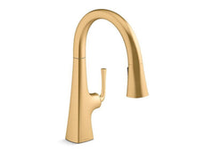 KOHLER KOHLER 22063-2MB Graze Single Handle Pull Down Kitchen Faucet in Vibrant Brushed Moderne Brass