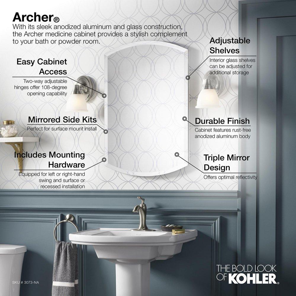 KOHLER Kohler 3073-NA Archer 31 in Surface Mount and Recessed Mount Medicine Cabinet