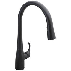 KOHLER KOHLER 596-BL Simplice Single Handle Pull Down Kitchen Faucet in Matte Black