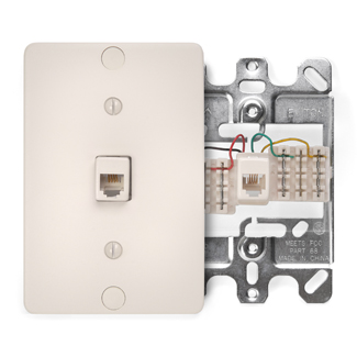 LEVITON Leviton 40253-T Telephone Wall Phone Jack 110-Style Quick Connect 6P4C Light Almond