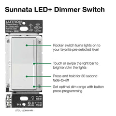 LUTRON Lutron STCL-153M-IV Sunnata LED+ Touch Dimmer 120V 150W LED or 600W Incandescent Replacement MPN