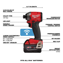 Milwaukee 2857-22 M18 FUEL 1/4 Hex Impact Driver w/ One Key XC Kit