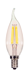 SATCO-NUVO Satco S29923 4W CA11 LED Lamp - Clear - Candelabra Base - 2700K - 350L - 120V