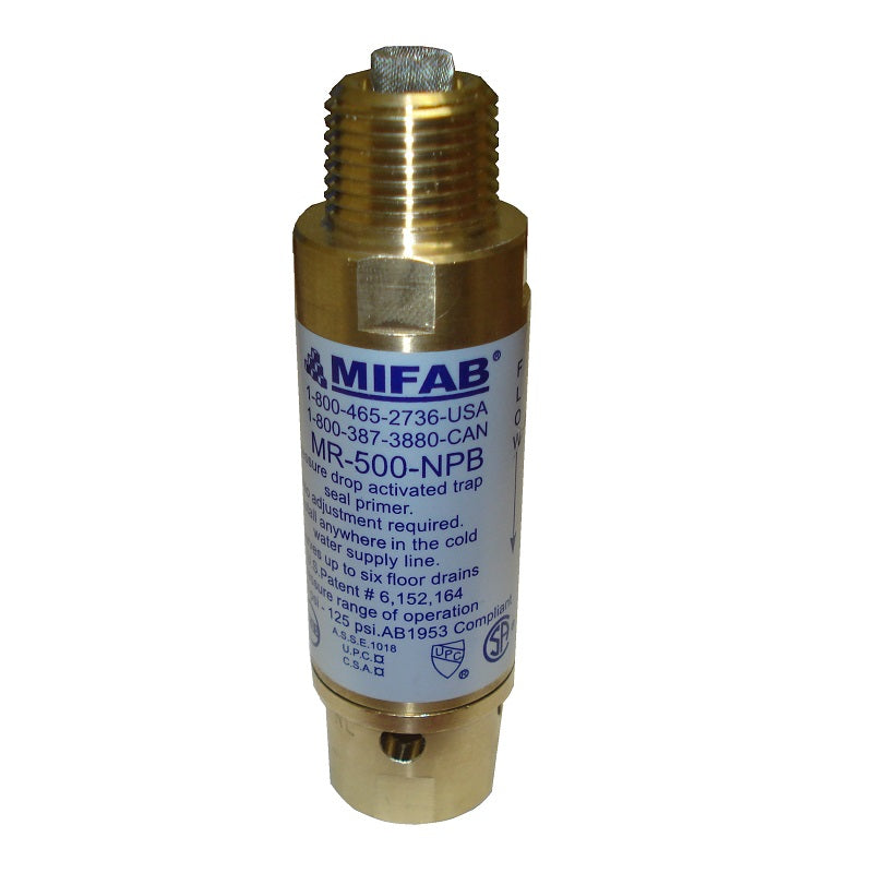 MIFAB MIFAB MR500 TRAP PRIMER VLV 1/2 BRS 20 TO 80 PSI OPERATING RANGE