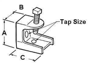 BRIDGEPORT Bridgeport 953 Clamp, Beam, Insulator Support, Malleable Iron, Tap Size UNC 3/8-16