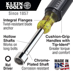 KLEIN TOOLS Klein 646-3/16 3/16-Inch Nut Driver with 6-Inch Hollow Shaft