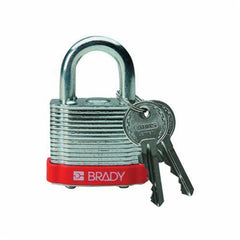BRADY Brady 99500 Heavy Duty Standard Size Safety Padlock Different Key Red Laminated Steel Body