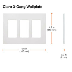 LUTRON Lutron SC-3-SL Claro Wallplate Satin Finish Three-gang in slate