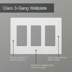 LUTRON Lutron SC-3-SL Claro Wallplate Satin Finish Three-gang in slate