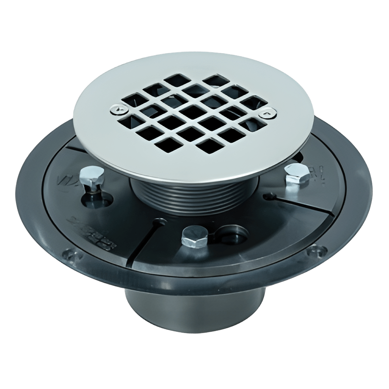IPS CORPORATION IPS Corporation 63608 Low Profile Round PVC Floor/Shower Drain With Reversible Clamping Ring, 2 inch or 3 inch, Solvent Weld