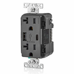 LEVITON Leviton T5833-E Combination Duplex Receptacle/Outlet and USB Charger, 125 Volt AC, 20 Amp NEMA 5-20R
