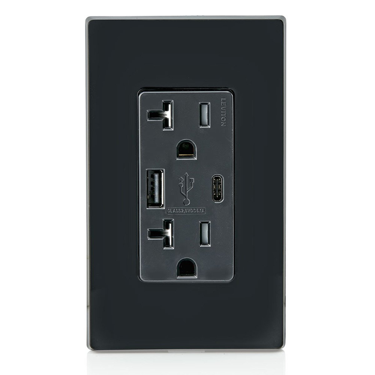 LEVITON Leviton T5833-E Combination Duplex Receptacle/Outlet and USB Charger, 125 Volt AC, 20 Amp NEMA 5-20R